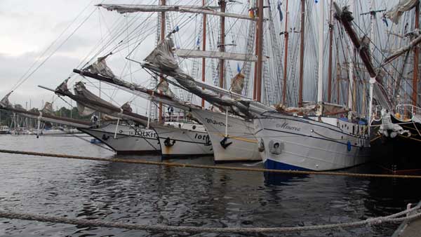 Packs in the city habour at the Hanse Sail Rostock