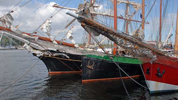 Sailing ships in the city habour Rostock