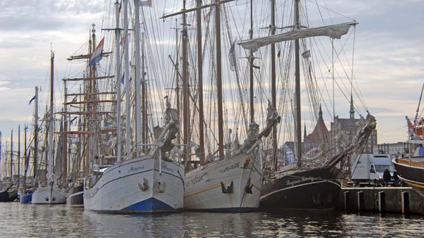 Sailing ships in the city habour of Rostock