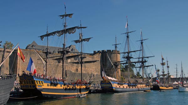 Sailing ships in the historic naval port of Brest