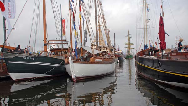 Sailing ships at the tip of the harbor